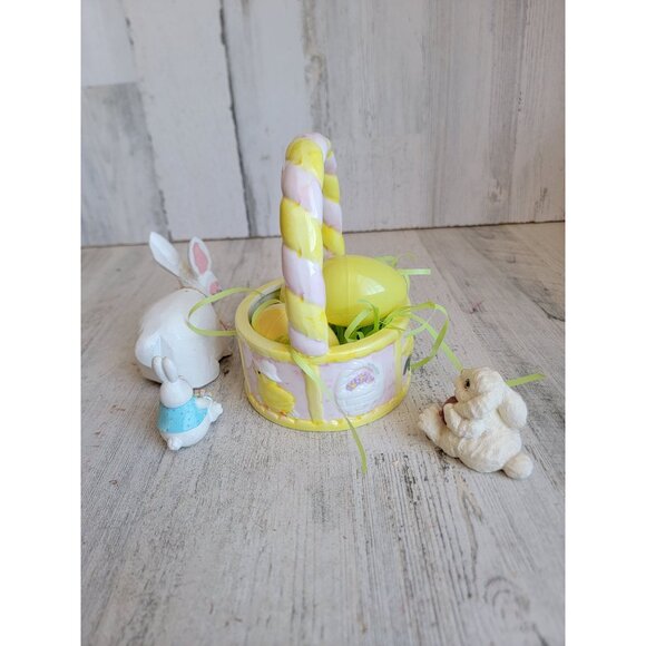 Vintage Easter bunny egg variety basket Springs set home decor figure - Picture 1 of 8